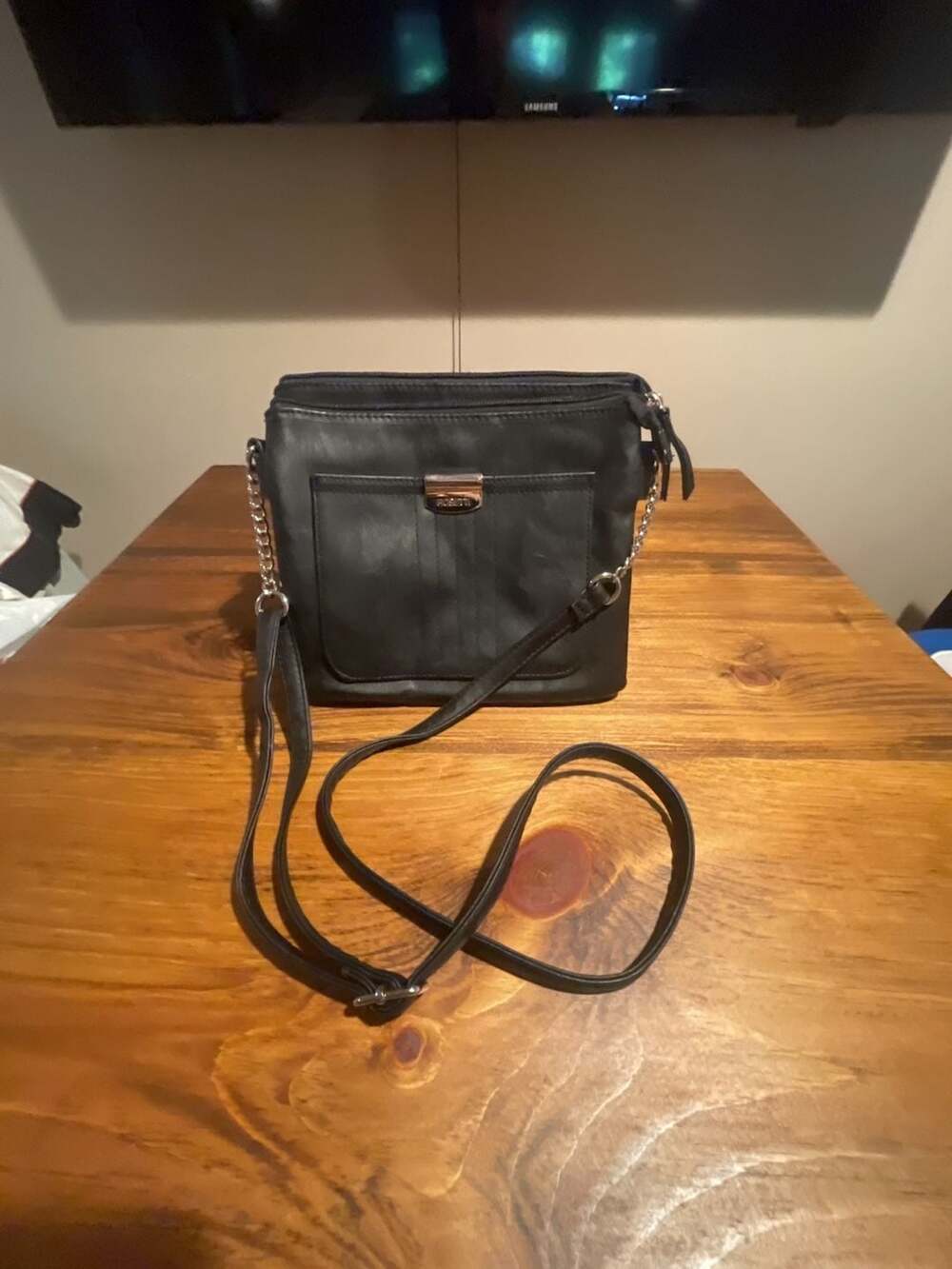 Rosetti Midge Black Faux Leather Crossbody Bag